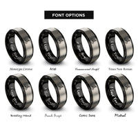 font options for inside engraving on black & gray mtb downhill rider rings