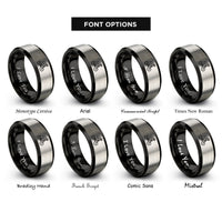 font options for inside engraving on black & silver mtb downhill rider rings