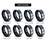 font options for inside engraving on black & blue & grey mtb helmet rings