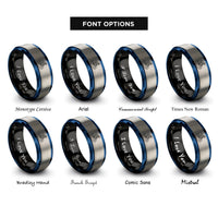 font options for inside engraving on black & blue & silver mtb jump rings