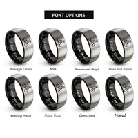 font options for inside engraving on black & silver mtb jump rings
