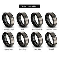 font options for inside engraving on black & silver mud tire icon rings