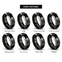 font options for inside engraving on black & grey mud tire icon rings
