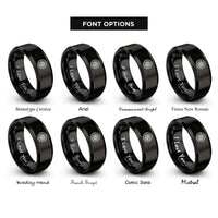 font options for inside engraving on black mud tire icon rings