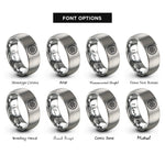 font options for inside engraving on grey mud tire icon rings