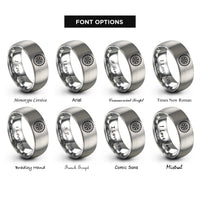 font options for inside engraving on grey mud tire icon rings