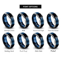 font options for inside engraving on blue & silver muddler minnow rings