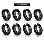 font options for inside engraving on black & silver mugwort sprig rings