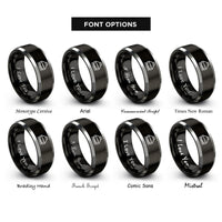 font options for inside engraving on black & gray mulcher rings