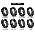 font options for inside engraving on black & gray mule deer rings