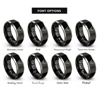 font options for inside engraving on black & gray mule deer rings