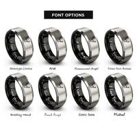 font options for inside engraving on black & gray mule deer rings