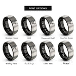 font options for inside engraving on black & grey mule deer buck rings