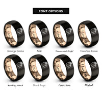 font options for inside engraving on black & rose gold mule mug rings