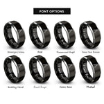 font options for inside engraving on black & grey multi tool pliers rings