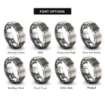 font options for inside engraving on gray multi tool pliers rings