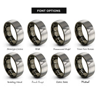 font options for inside engraving on gunmetal & gray multi tool pliers rings