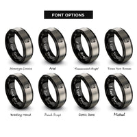 font options for inside engraving on black & gray multimeter rings
