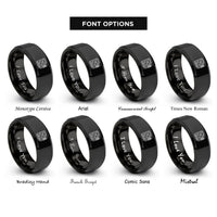 font options for inside engraving on black multimeter rings