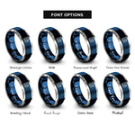 font options for inside engraving on blue & gray multimeter rings
