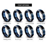 font options for inside engraving on blue & gray multimeter rings