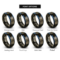 font options for inside engraving on gunmetal & blue multimeter rings
