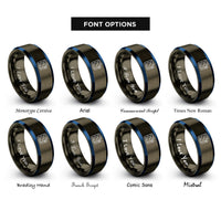 font options for inside engraving on gunmetal & blue multimeter rings
