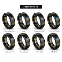 font options for inside engraving on gunmetal & blue multimeter rings