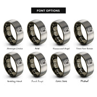 font options for inside engraving on gunmetal & gray multimeter rings
