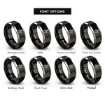 font options for inside engraving on black & gray multitool rings