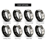 font options for inside engraving on black & gray multitool rings