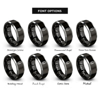 font options for inside engraving on black & grey munter hitch rings