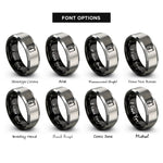 font options for inside engraving on black & gray music clef rings