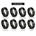 font options for inside engraving on black & grey music notes rings