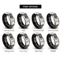 font options for inside engraving on black & silver music notes rings