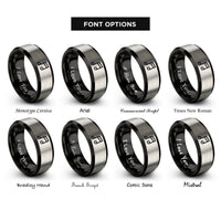 font options for inside engraving on black & grey music notes rings