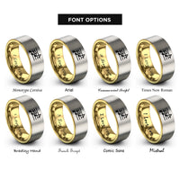 font options for inside engraving on gold & grey music staff rings