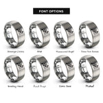 font options for inside engraving on silver music staff rings