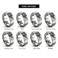 font options for inside engraving on silver music staff rings