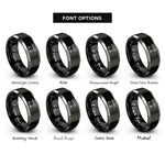 font options for inside engraving on black & silver music stands rings