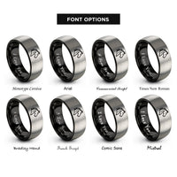 font options for inside engraving on black & grey mustang rings