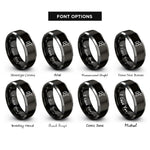 font options for inside engraving on black & gray mute icon rings