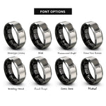 font options for inside engraving on black & gray mute icon rings