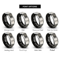 font options for inside engraving on black & gray mute icon rings