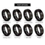 font options for inside engraving on black mute icon rings