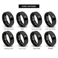 font options for inside engraving on black mute icon rings