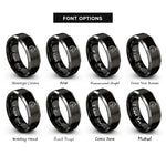 font options for inside engraving on black & silver my person rings