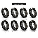 font options for inside engraving on black & gray nail rings