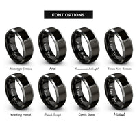 font options for inside engraving on black & gray nail rings