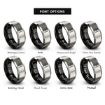 font options for inside engraving on black & grey nail rings